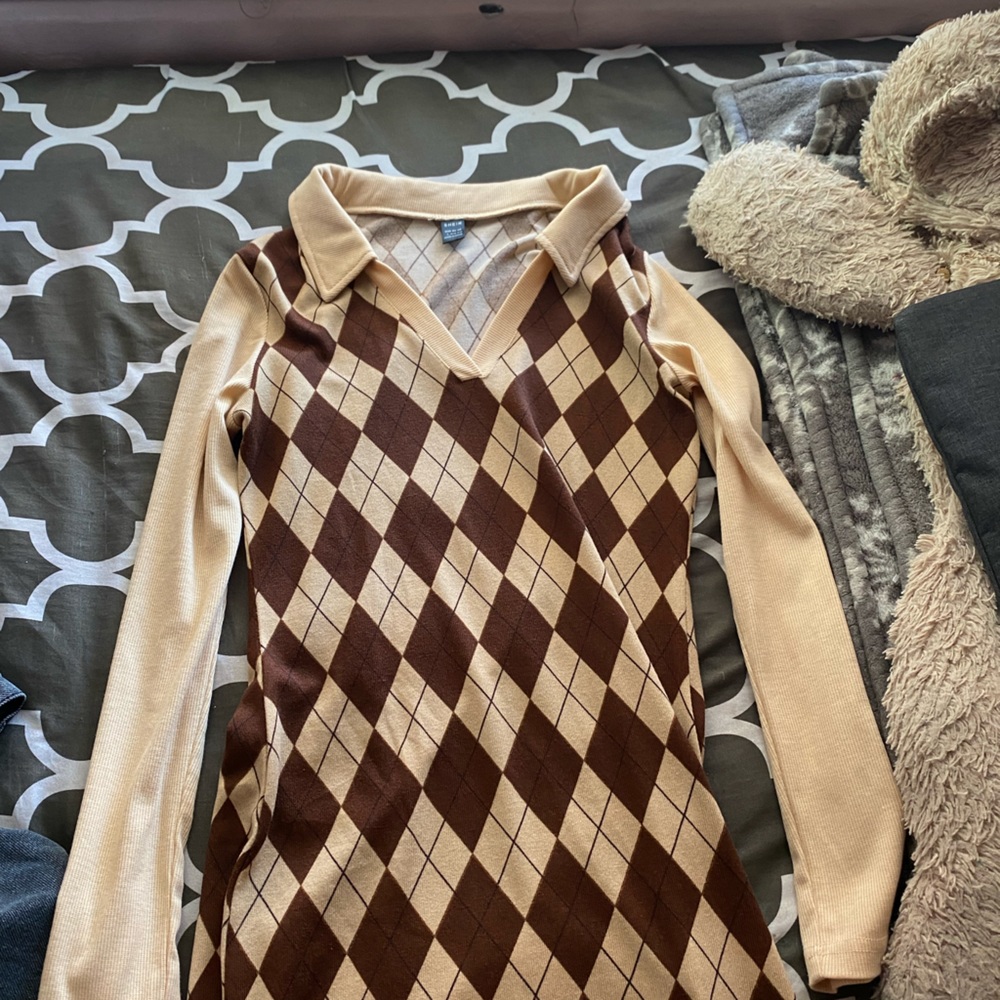 Shein Brown Plaid dress